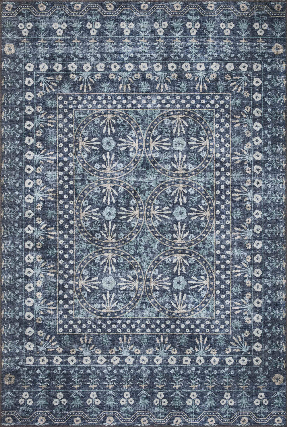 Rifle Paper Co. x Loloi Maison Collection MAO-03 Rosette Blue 18" x 18" Sample Rug