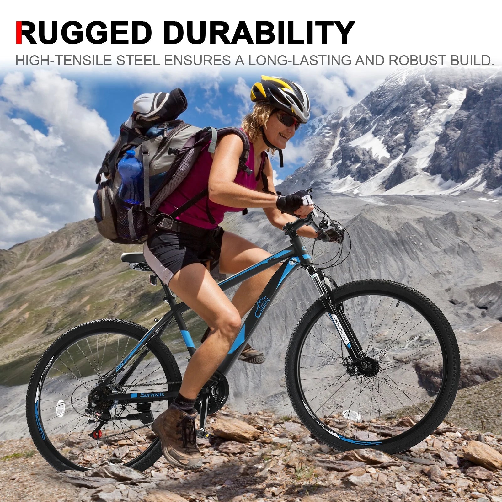 Ubesgoo 26" Lightweight Explorer Mountain Bike, 21 - Speed for Men and Women Disc Brakes & Suspension, Red/Black