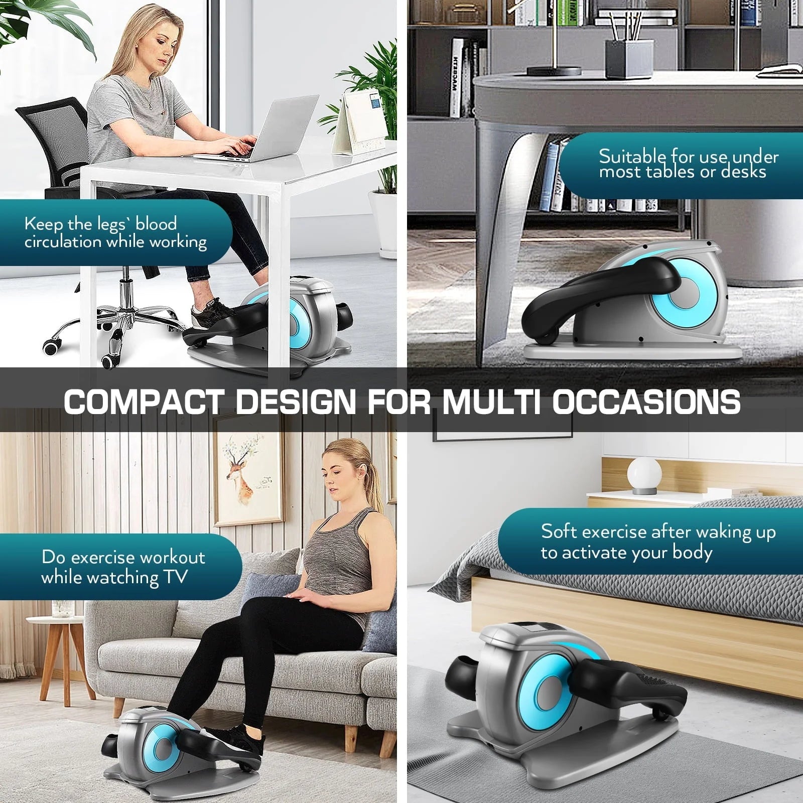 Desk Elliptical Machine for Home Office, Electric Desk Elliptical Trainer with Display Monitor Quiet Compact Pedal Exerciser Gifts for Caring Parents