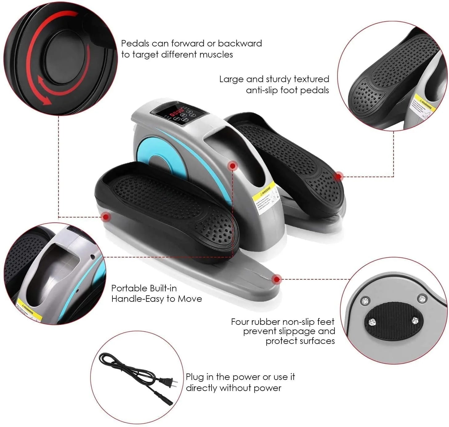 Desk Elliptical Machine for Home Office, Electric Desk Elliptical Trainer with Display Monitor Quiet Compact Pedal Exerciser Gifts for Caring Parents