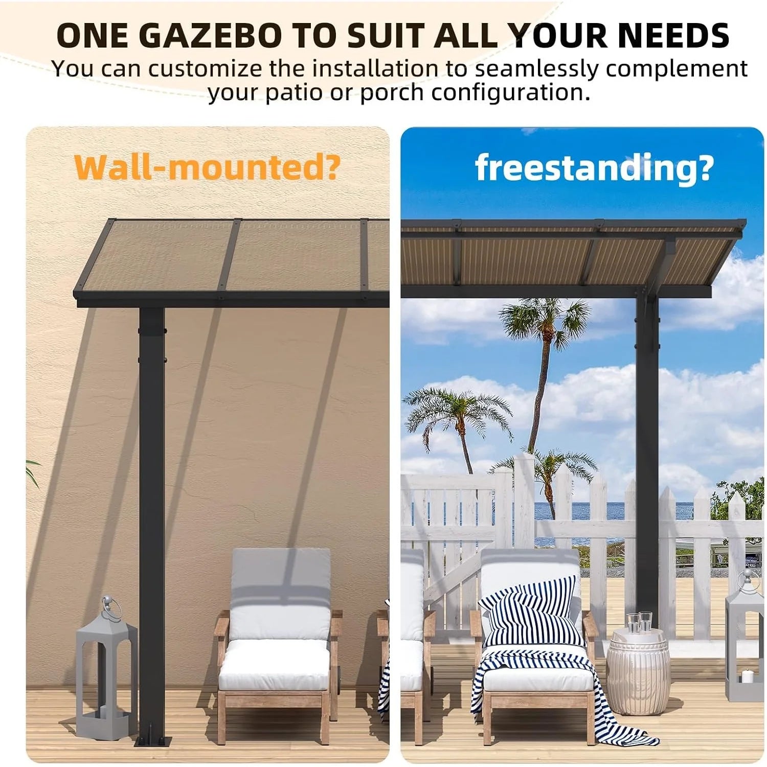 AECOJOY 16' x 10' Gazebo Outdoor Pergola for Patio,10x16 Pergola Carport