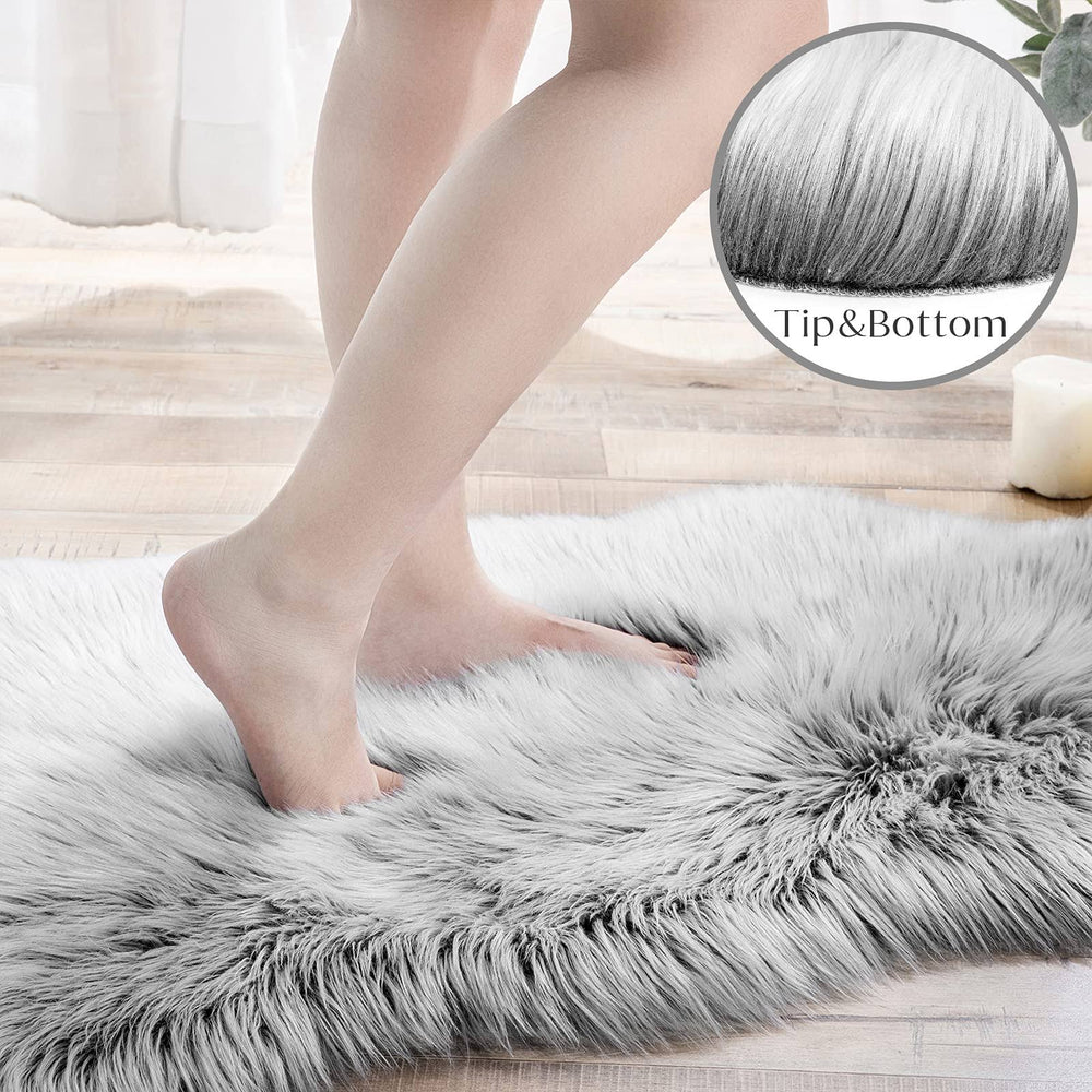 Ashler Home Deco Ashler Faux Fur Rug Fluffy Shaggy Area Rug Ultra Soft 2 x 3 Feet Sheepskin Fur Rug Frosted Bottom Black Fuzzy Rug Machine Washable Sh