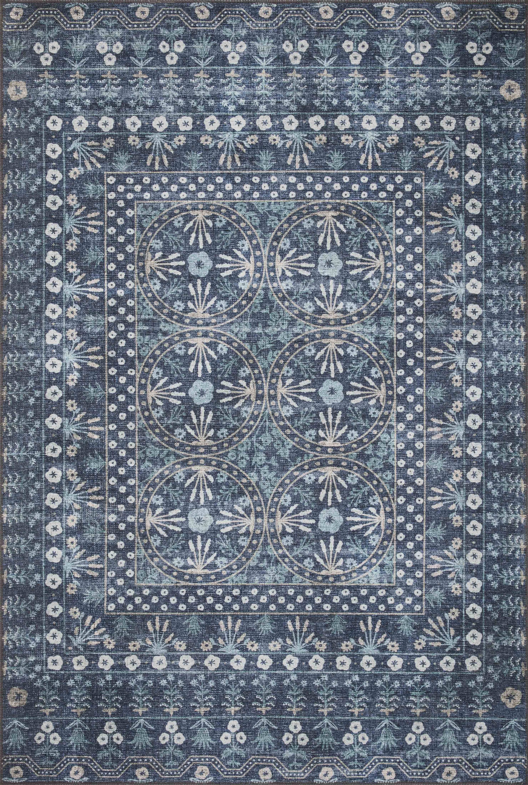 Rifle Paper Co. x Loloi Maison Collection MAO-03 Rosette Blue 18" x 18" Sample Rug