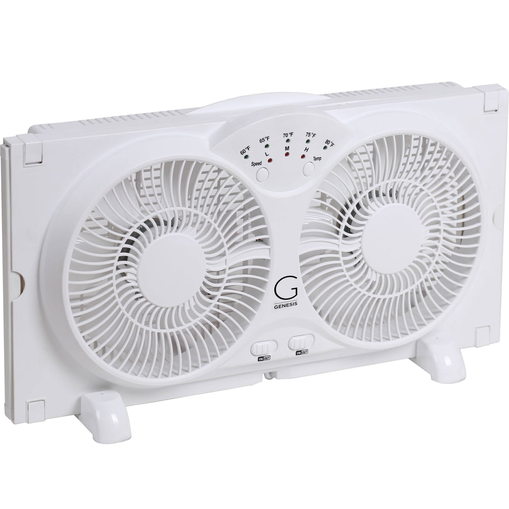 Genesis Twin Window Fan with 9 inch Blades High Velocity Reversible Airflow Fan