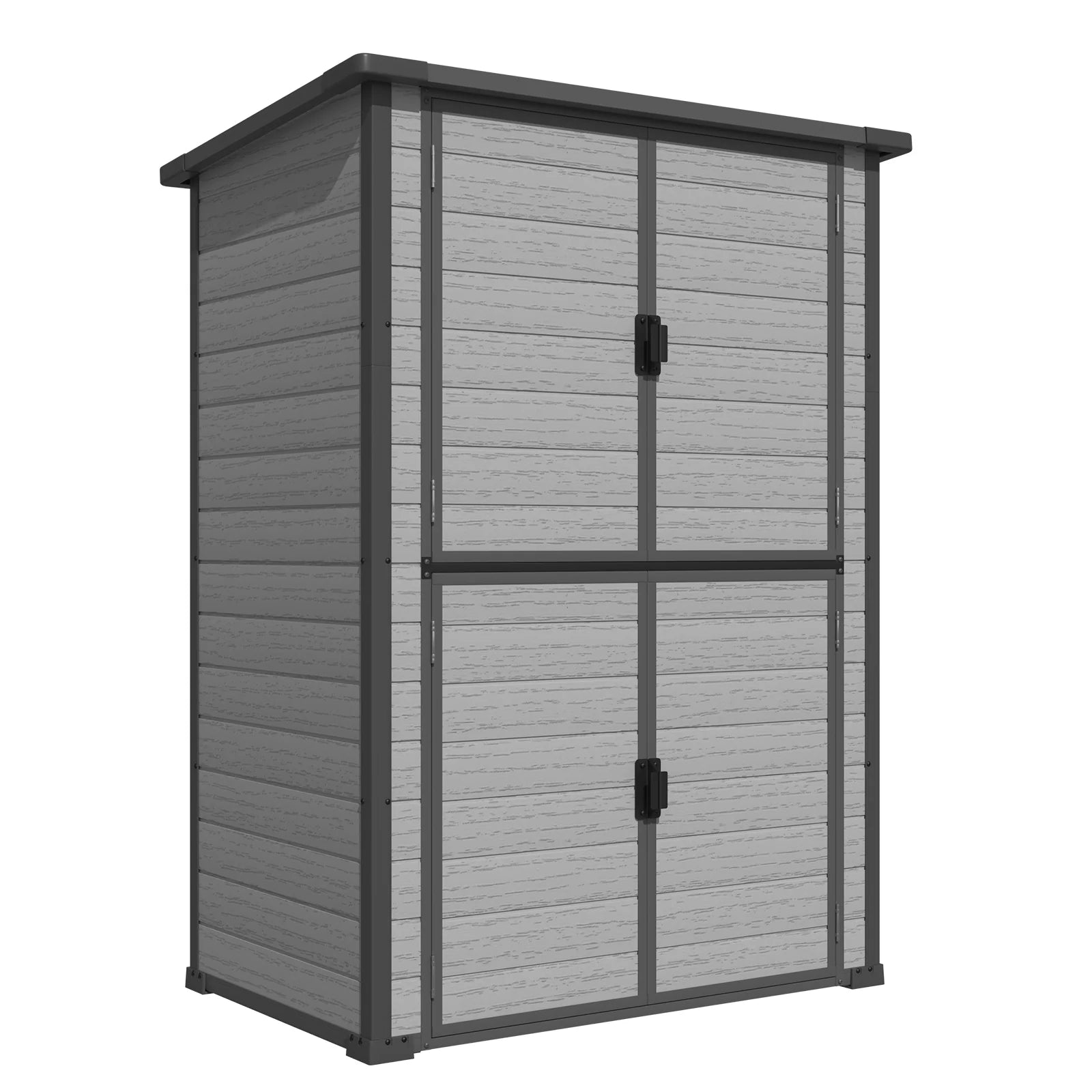 AECOJOY 58 Cu.Ft Resin Outdoor Storage Cabinet Waterproof with Shelves, Dark Gray