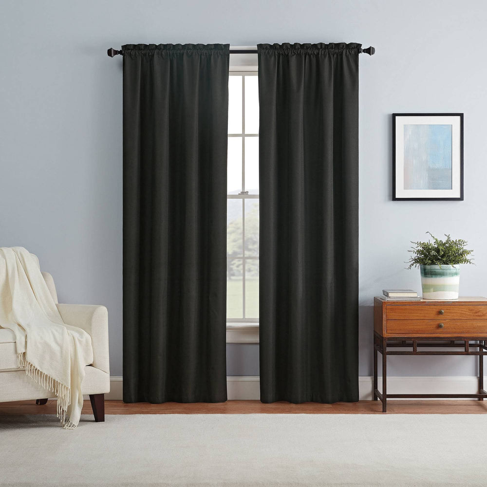 Eclipse Braxton Thermaback Window Curtain Panel, Black, 42" x 84"