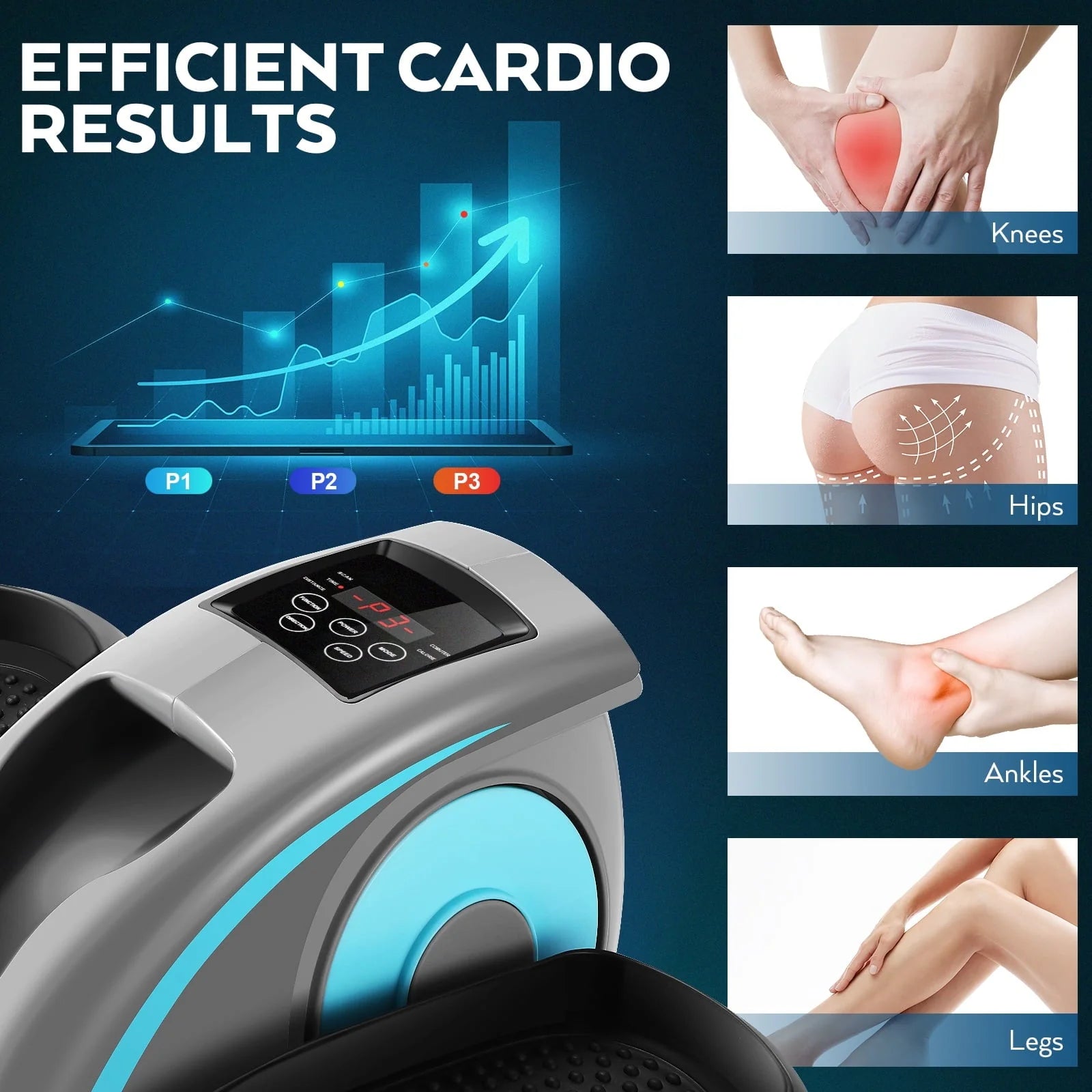 Desk Elliptical Machine for Home Office, Electric Desk Elliptical Trainer with Display Monitor Quiet Compact Pedal Exerciser Gifts for Caring Parents