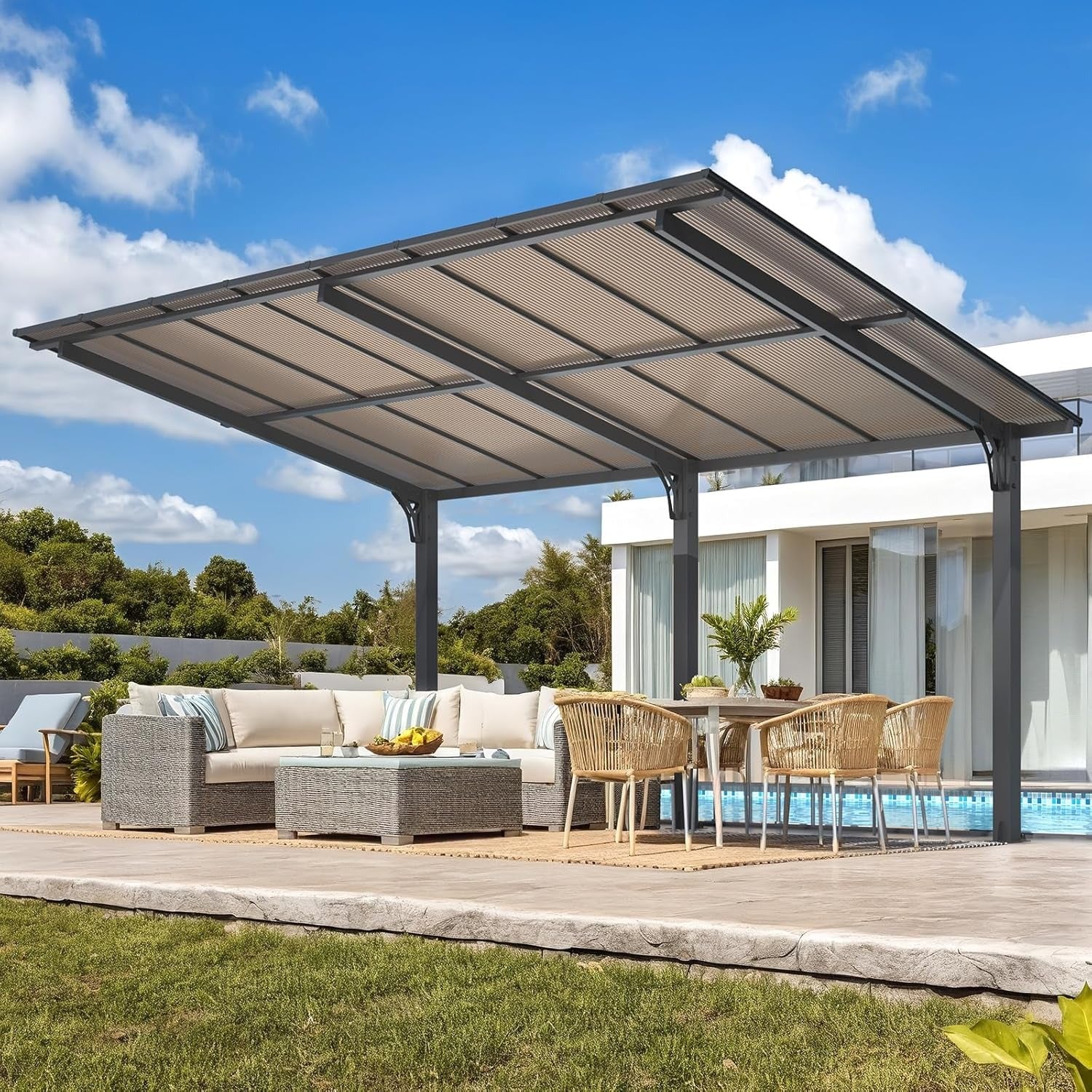 AECOJOY 16' x 10' Gazebo Outdoor Pergola for Patio,10x16 Pergola Carport